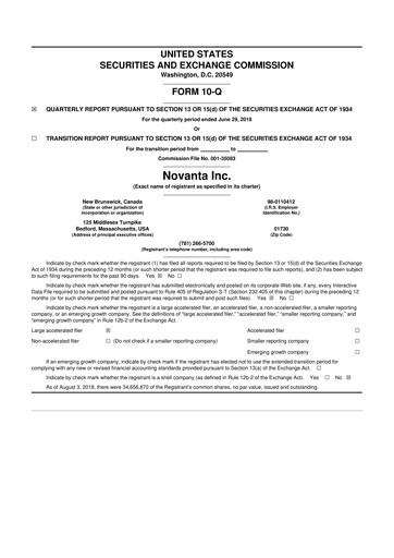 Miniature Novanta 10-Q Rapport trimestriel 2018 