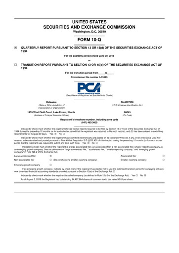 Vorschaubild Packaging Corporation of America
 10-Q Quartalsbericht 2018 