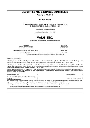Thumbnail Valhi 10-Q Quarterly Report FY2018 