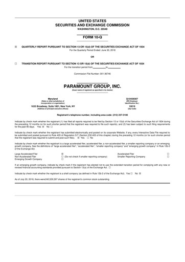 Vorschaubild Paramount Group 10-Q Quartalsbericht 2018 