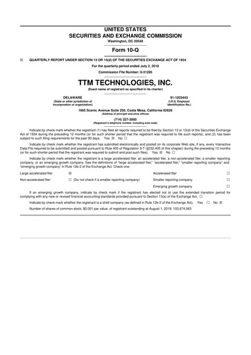 Thumbnail TTM Technologies
 10-Q Quarterly Report FY2018 