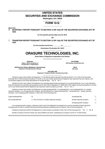 Thumbnail OraSure Technologies 10-Q Quarterly Report FY2018 