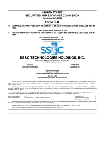 Thumbnail SS&C Technologies
 10-Q Quarterly Report FY2018 