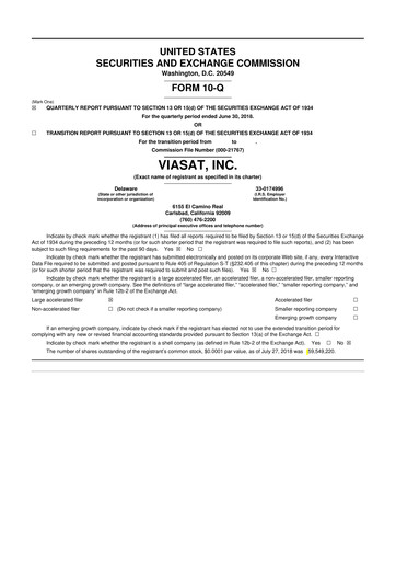 Miniature ViaSat 10-Q Rapport trimestriel 2019 
