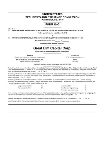 Vorschaubild Great Elm Capital
 10-Q Quartalsbericht  
