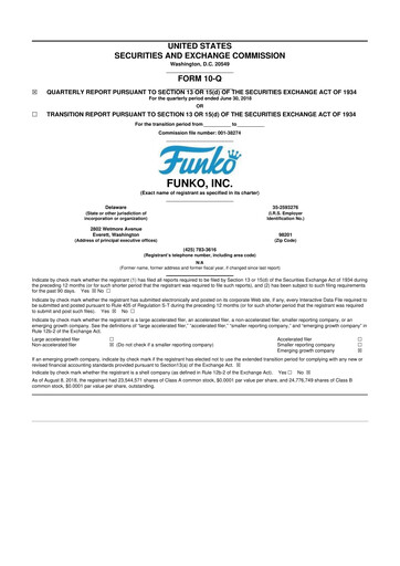 Miniature Funko
 10-Q Rapport trimestriel 2018 