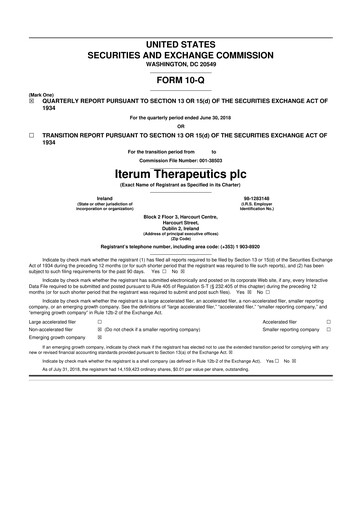 Thumbnail Iterum Therapeutics 10-Q Quarterly Report FY2018 