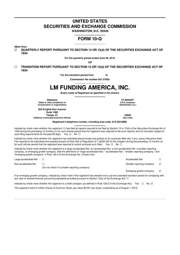 Vorschaubild LM Funding America 10-Q Quartalsbericht 2018 