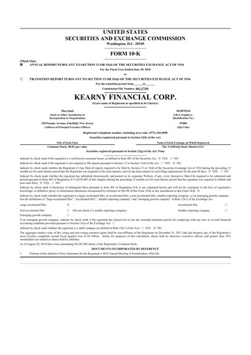 Thumbnail Kearny Financial
 10-K Annual Report 2018