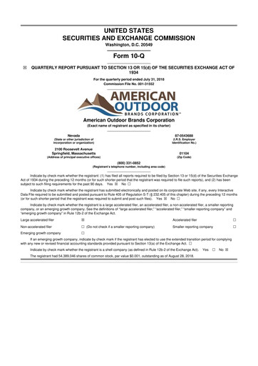 Thumbnail Smith & Wesson 10-Q Quarterly Report FY2019 