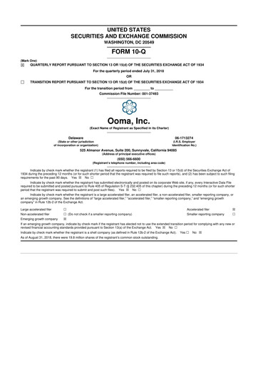 Miniature Ooma 10-Q Rapport trimestriel 2019 