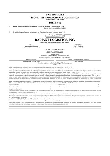 Thumbnail Radiant Logistics
 10-K Annual Report 2018