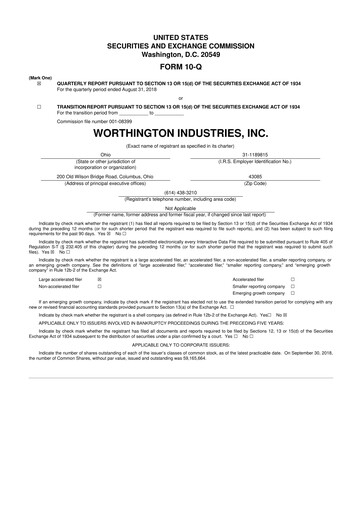 Thumbnail Worthington Enterprises 10-Q Quarterly Report FY2019 