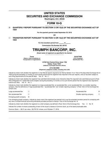 Vorschaubild Triumph Financial 10-Q Quartalsbericht 2018 