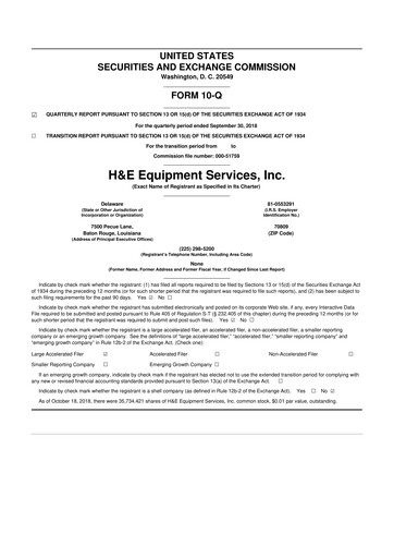 Thumbnail H&E Equipment Services 10-Q Quarterly Report FY 