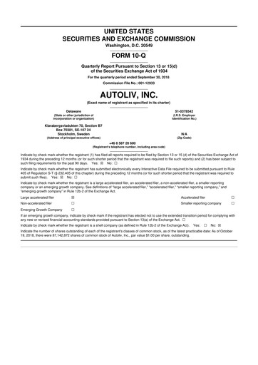 Vorschaubild Autoliv 10-Q Quartalsbericht 2018 