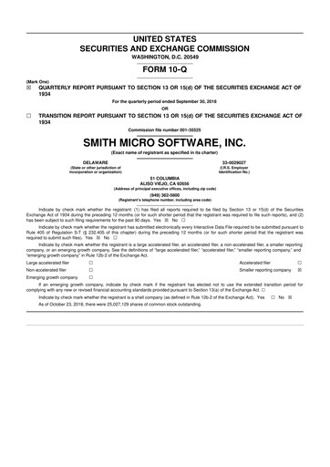 Thumbnail Smith Micro Software
 10-Q Quarterly Report FY2018 