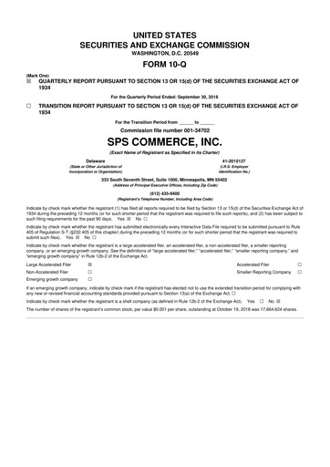 Thumbnail SPS Commerce
 10-Q Quarterly Report FY2018 