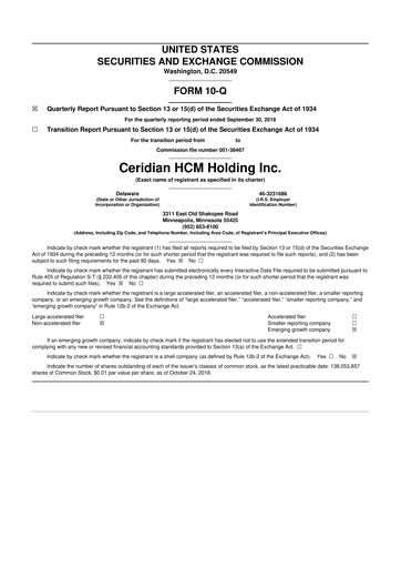 Miniature Dayforce 10-Q Rapport trimestriel 2018 