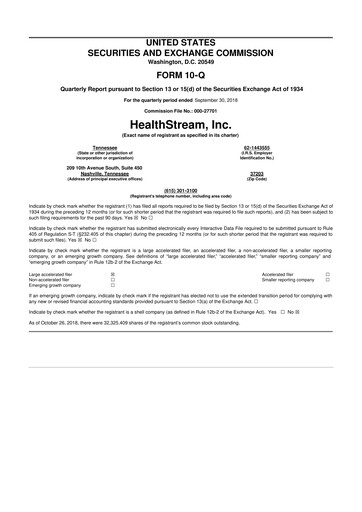 Thumbnail HealthStream 10-Q Quarterly Report FY2018 
