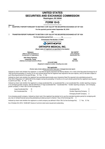 Thumbnail Orthofix Medical
 10-Q Quarterly Report FY2018 