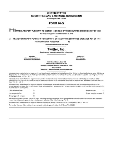 Thumbnail Twitter 10-Q Quarterly Report FY2018 