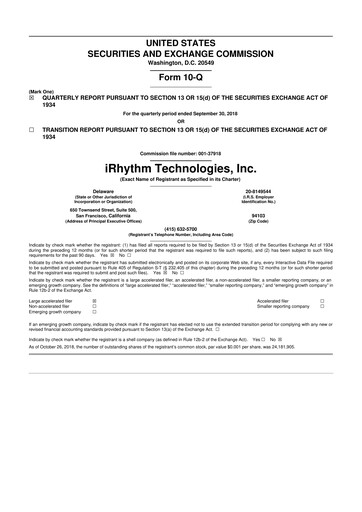 Thumbnail iRhythm 10-Q Quarterly Report FY2018 