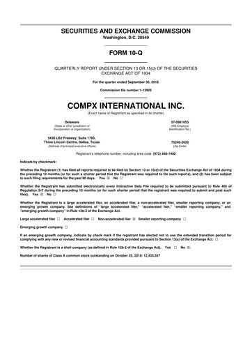 Thumbnail CompX International 10-Q Quarterly Report FY2018 