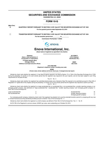 Vorschaubild Enova International
 10-Q Quartalsbericht 2018 