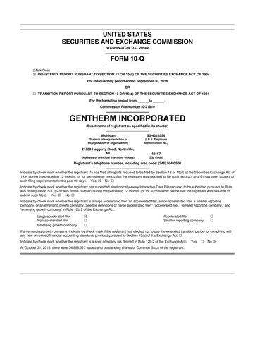 Vorschaubild Gentherm 10-Q Quartalsbericht 2018 