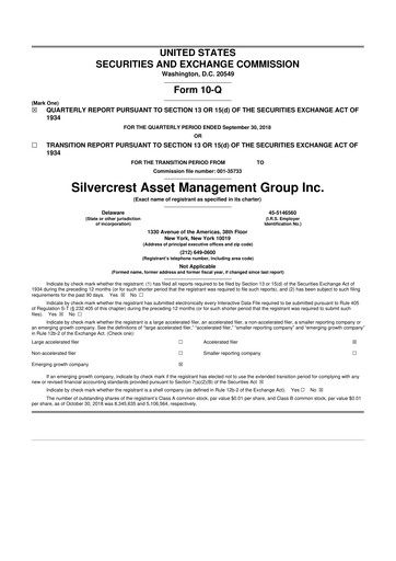 Thumbnail Silvercrest Asset Management Group 10-Q Quarterly Report FY2018 