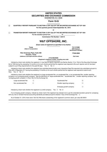 Thumbnail W&T Offshore 10-Q Quarterly Report FY2018 