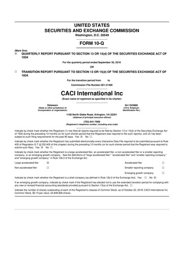 Thumbnail CACI International Inc 10-Q Quarterly Report FY2019 