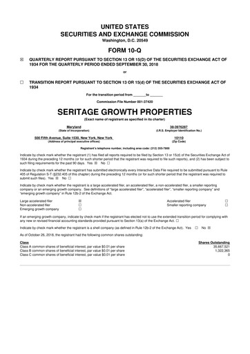 Thumbnail Seritage Growth Properties
 10-Q Quarterly Report FY2018 