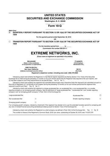 Thumbnail Extreme Networks
 10-Q Quarterly Report FY2019 