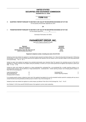 Vorschaubild Paramount Group 10-Q Quartalsbericht 2018 