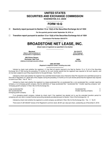 Vorschaubild Broadstone Net Lease 10-Q Quartalsbericht 2018 