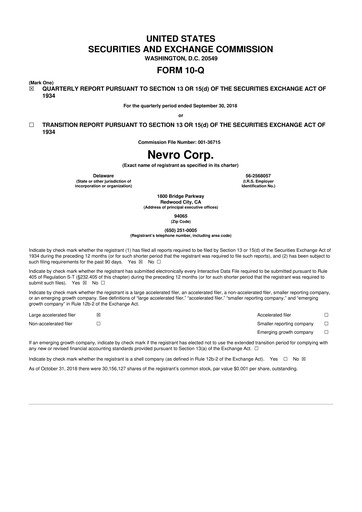 Thumbnail Nevro
 10-Q Quarterly Report FY2018 