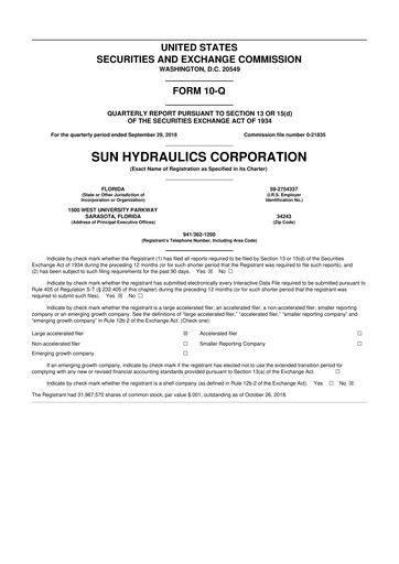 Thumbnail Helios Technologies 10-Q Quarterly Report FY2018 