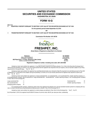 Vorschaubild Freshpet 10-Q Quartalsbericht 2018 