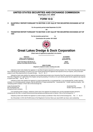 Thumbnail Great Lakes Dredge & Dock Corp. 10-Q Quarterly Report FY2018 