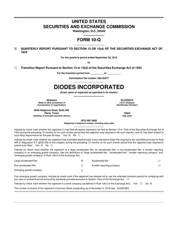 Thumbnail Diodes Incorporated 10-Q Quarterly Report FY2018 