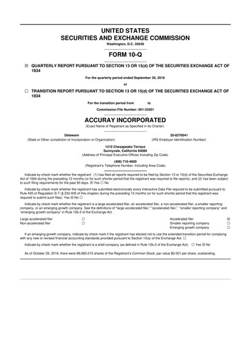 Miniature Accuray 10-Q Rapport trimestriel 2019 