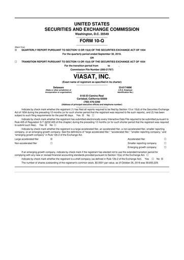 Miniature ViaSat 10-Q Rapport trimestriel 2019 