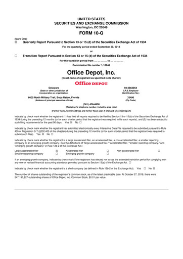 Thumbnail The ODP Corporation
 10-Q Quarterly Report FY2018 