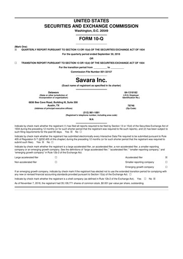 Thumbnail Savara 10-Q Quarterly Report FY2018 