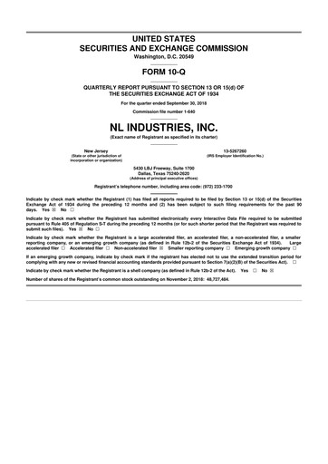 Thumbnail NL Industries 10-Q Quarterly Report FY2018 