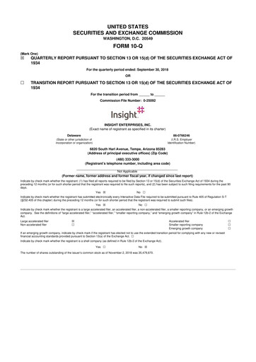 Thumbnail Insight Enterprises
 10-Q Quarterly Report FY2018 