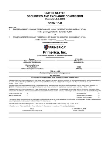 Vorschaubild Primerica
 10-Q Quartalsbericht 2018 