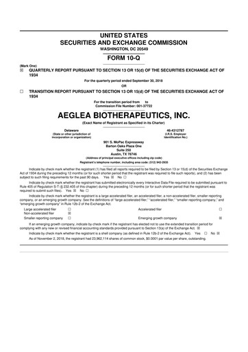 Miniature Spyre Therapeutics 10-Q Rapport trimestriel 2018 